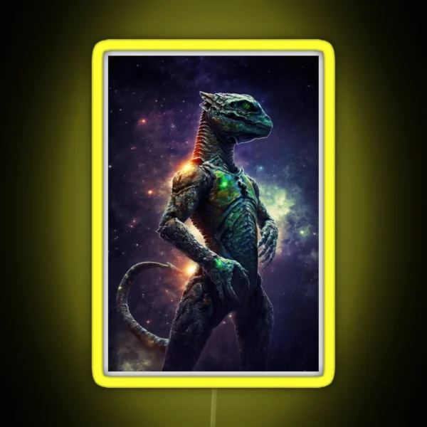 Reptilian Alien 3 Extraterrestrial Humanoid RGB Neon Sign