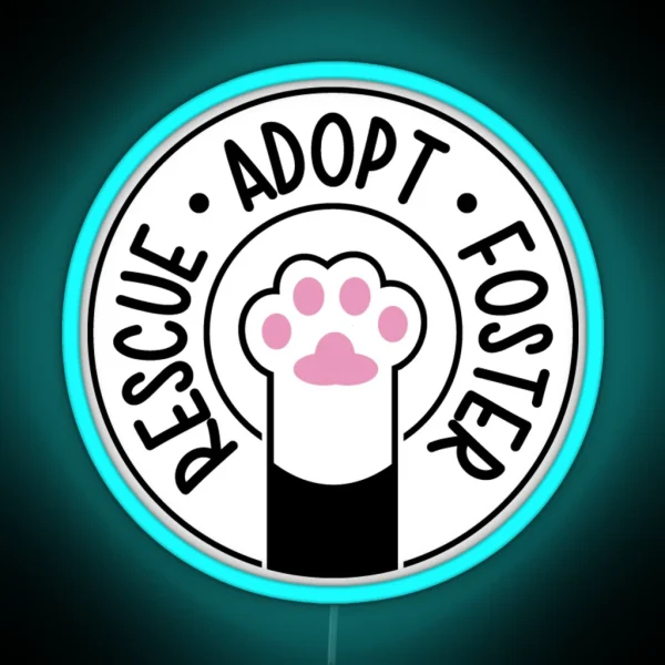 Rescue Adopt Foster Tuxedo RGB Neon Sign
