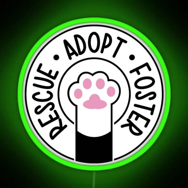 Rescue Adopt Foster Tuxedo RGB Neon Sign
