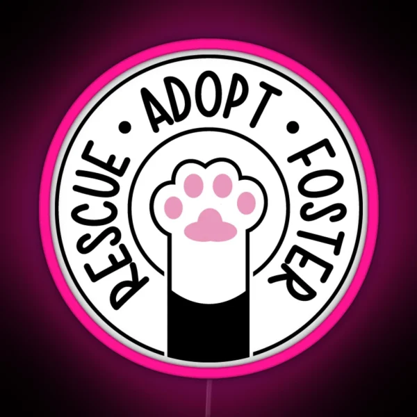 Rescue Adopt Foster Tuxedo RGB Neon Sign