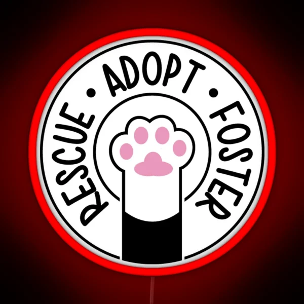 Rescue Adopt Foster Tuxedo RGB Neon Sign