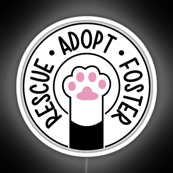 Rescue Adopt Foster Tuxedo RGB Neon Sign