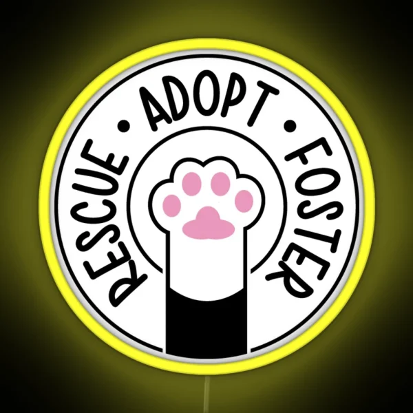 Rescue Adopt Foster Tuxedo RGB Neon Sign