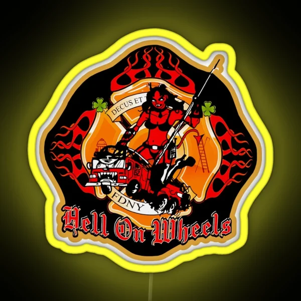 Rescue Me Ladder 62 Hell On Wheels Logo RGB Neon Sign