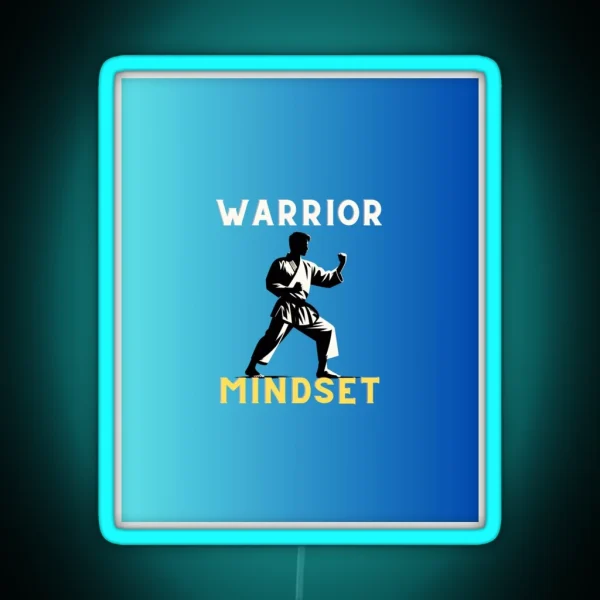 Resolute Spirit Warrior Mindset Emblem Blue RGB Neon Sign