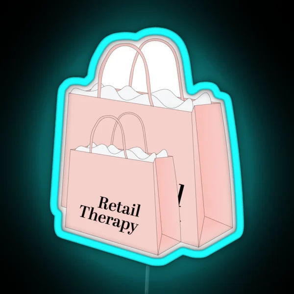 Retail Therapy Shopping Bags Pink RGB Neon Sign