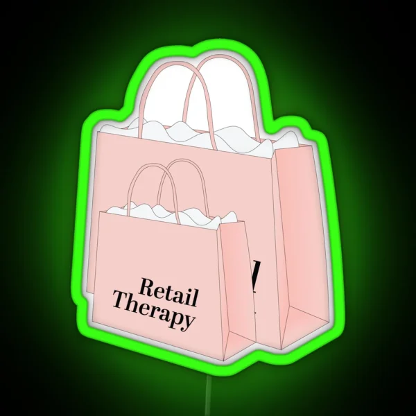 Retail Therapy Shopping Bags Pink RGB Neon Sign