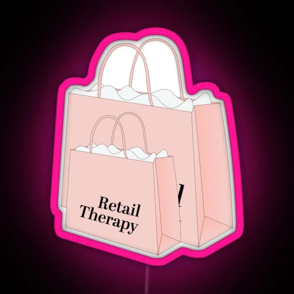 Retail Therapy Shopping Bags Pink RGB Neon Sign