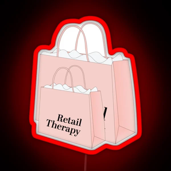 Retail Therapy Shopping Bags Pink RGB Neon Sign