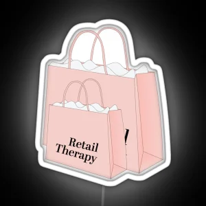 Retail Therapy Shopping Bags Pink RGB Neon Sign