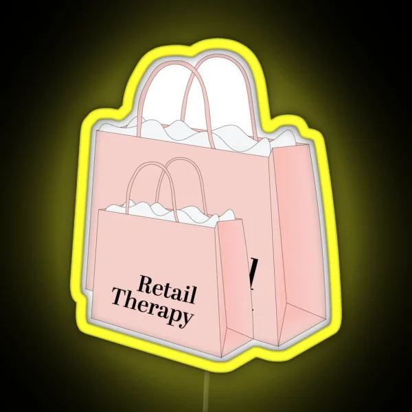 Retail Therapy Shopping Bags Pink RGB Neon Sign