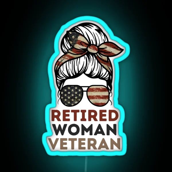 Retired Woman Veteran RGB Neon Sign