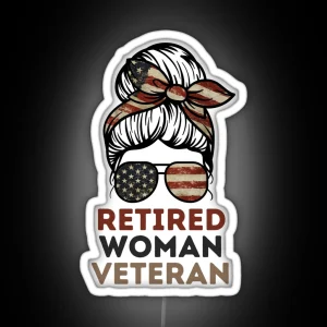 Retired Woman Veteran RGB Neon Sign