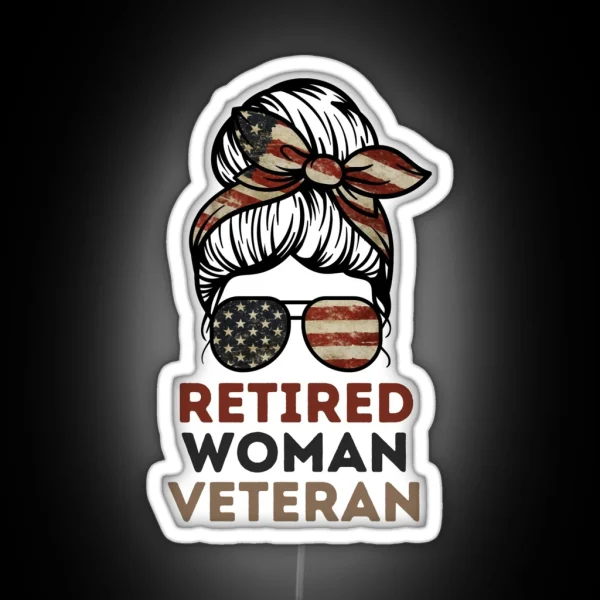 Retired Woman Veteran RGB Neon Sign