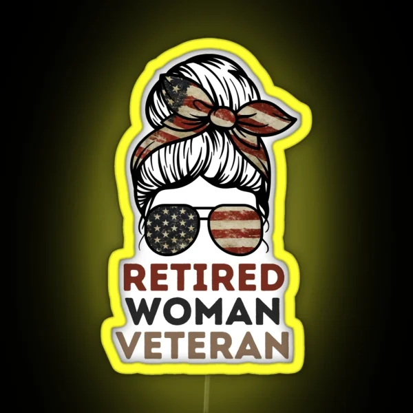 Retired Woman Veteran RGB Neon Sign