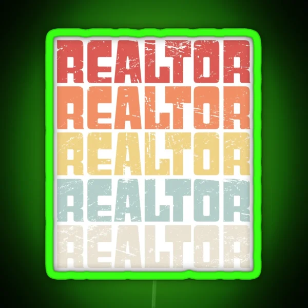 Retro 70s REALTOR Text RGB Neon Sign