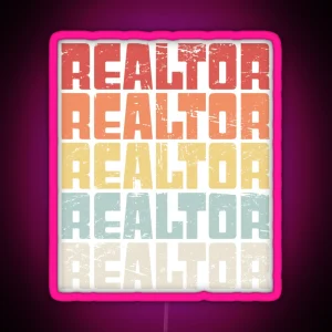 Retro 70s REALTOR Text RGB Neon Sign