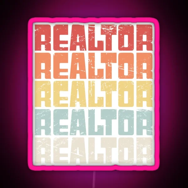 Retro 70s REALTOR Text RGB Neon Sign