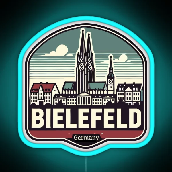 Retro Bielefeld Skyline RGB Neon Sign