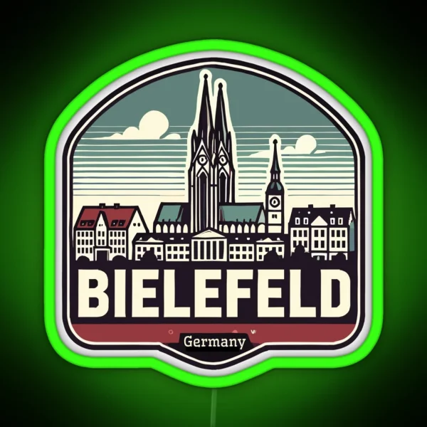 Retro Bielefeld Skyline RGB Neon Sign