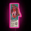 retro-style corner box featuring a witch with an RGB neon sign – Pink