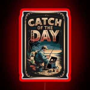 Retro Fishing Graphic Catch Of The Day RGB Neon Sign