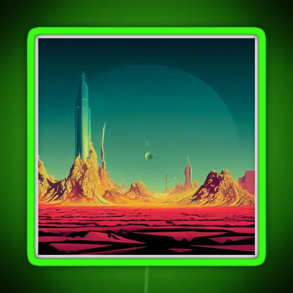 Retro Futuristic Landscape RGB Neon Sign