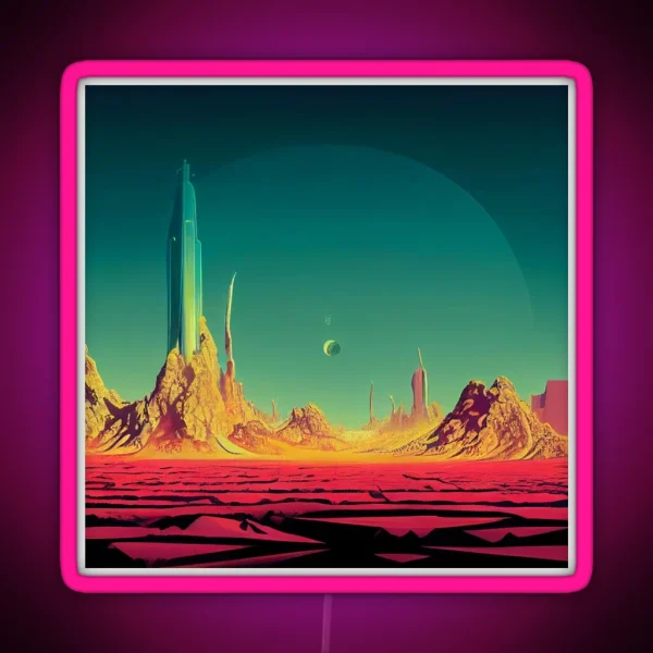 Retro Futuristic Landscape RGB Neon Sign