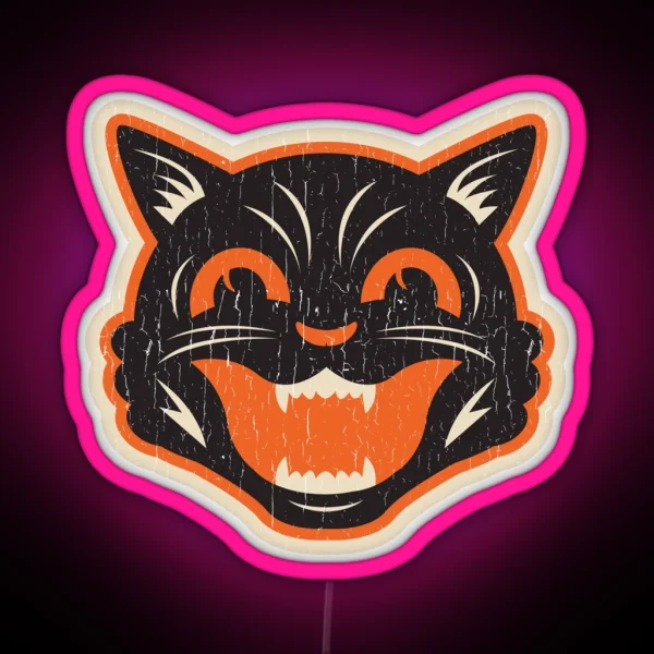 Retro Halloween Cat RGB Neon Sign