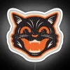 alt="Retro Halloween Cat RGB Neon Sign White Background