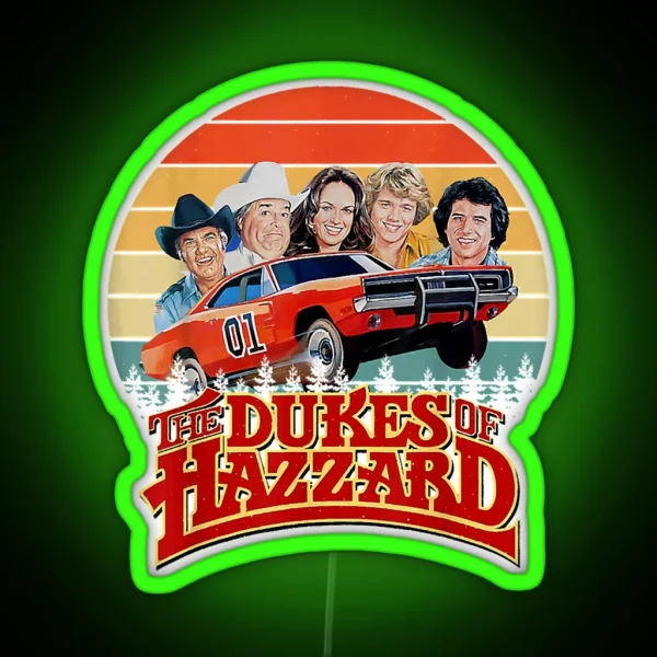 Retro Hazzard Cars Vintage Design Art The Dukes Music Season RGB Neon Sign