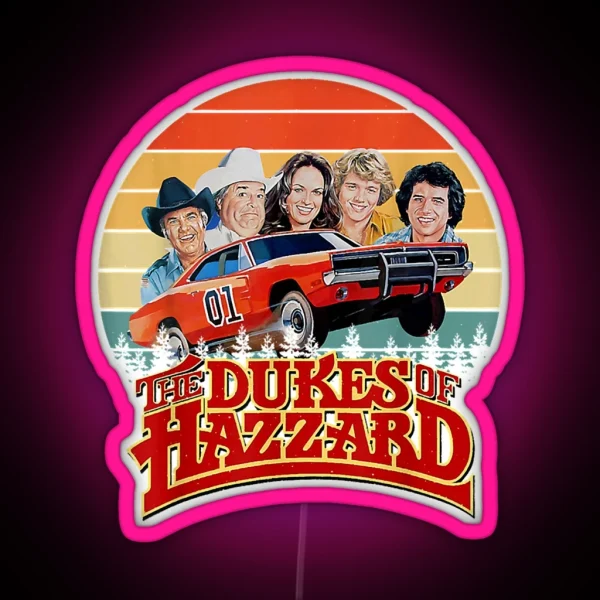 Retro Hazzard Cars Vintage Design Art The Dukes Music Season RGB Neon Sign