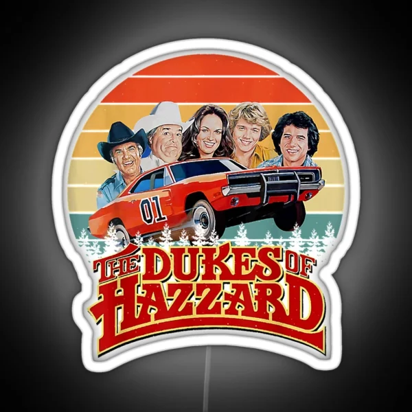 Retro Hazzard Cars Vintage Design Art The Dukes Music Season RGB Neon Sign