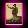 retro race goer neon sign rgb pink vibrant vintage racing event attendee colorful display classic theme glowing lights