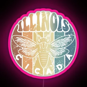 Retro Illinois 2024 Cicada Summer Swarm Vintage Cicada RGB Neon Sign