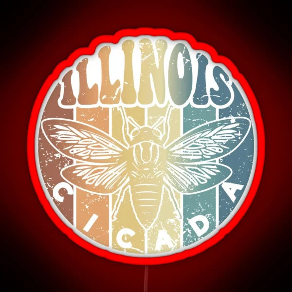 Retro Illinois 2024 Cicada Summer Swarm Vintage Cicada RGB Neon Sign