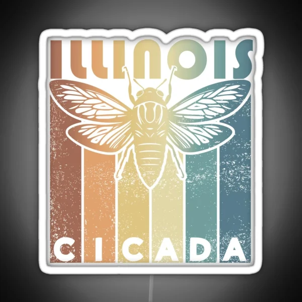 Retro Illinois2024 Cicada Summer Swarm Vintage Cicada RGB Neon Sign