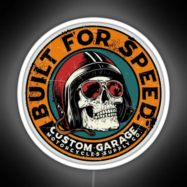 Retro Motorcycle Built For Speed RGB Neon Sign