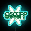 retro oscorp logo neon sign blue