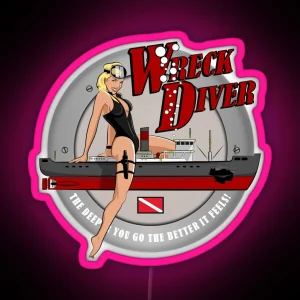 Retro Pin Up Wreck Diver RGB Neon Sign