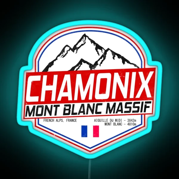 Retro Ski Chamonix Mont Blanc France Skiing RGB Neon Sign