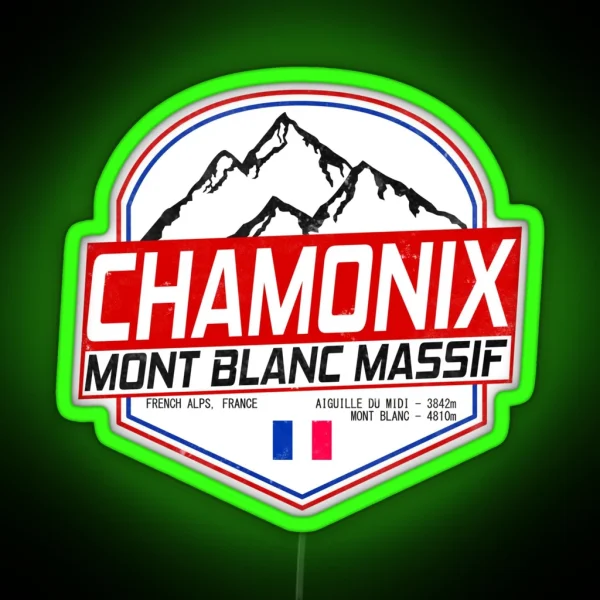 Retro Ski Chamonix Mont Blanc France Skiing RGB Neon Sign
