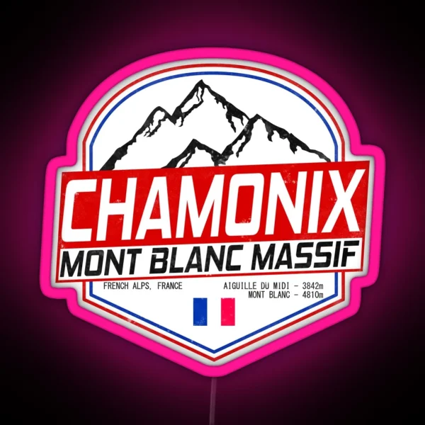 Retro Ski Chamonix Mont Blanc France Skiing RGB Neon Sign