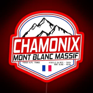 Retro Ski Chamonix Mont Blanc France Skiing And Mountain Biking Paradise RGB Neon Sign