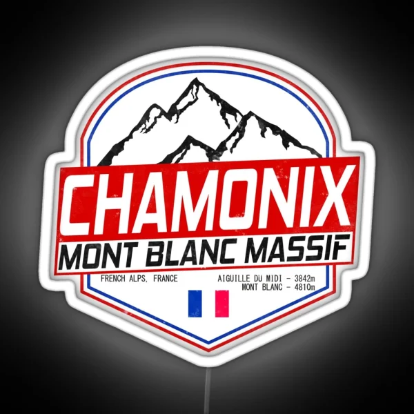 Retro Ski Chamonix Mont Blanc France Skiing RGB Neon Sign