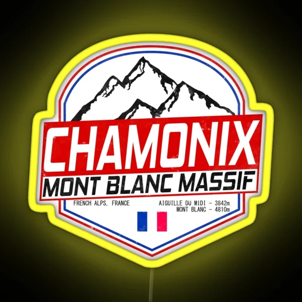 Retro Ski Chamonix Mont Blanc France Skiing RGB Neon Sign
