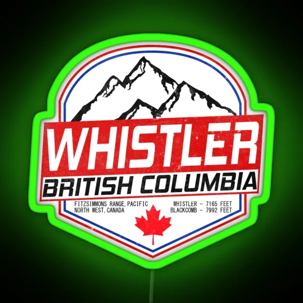 Retro Ski Whistler B C Canada Skiing And Mountain RGB Neon Sign