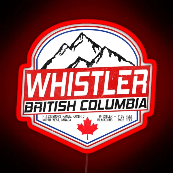 Retro Ski Whistler B C Canada Skiing And Mountain RGB Neon Sign