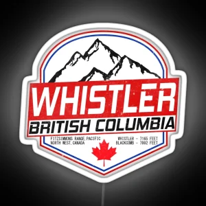 Retro Ski Whistler B C Canada Skiing And Mountain Biking Paradise RGB Neon Sign