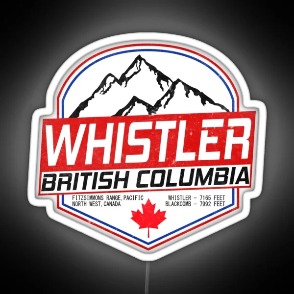 Retro Ski Whistler B C Canada Skiing And Mountain RGB Neon Sign